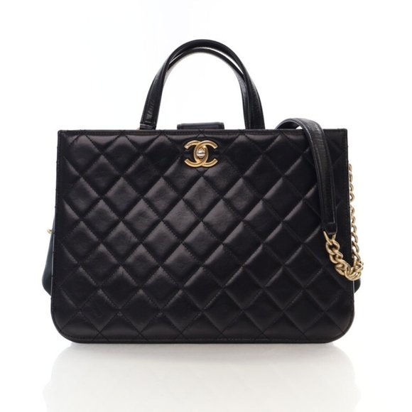 Chanel Handbags - Chanel Black Calfskin Tote Bag